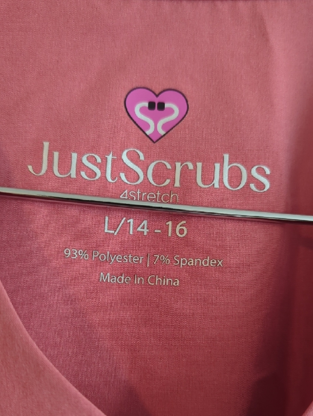 Just Scrubs Coral Wrap V-Neck Scrub Top P2P 24 L26 NWOT - Picture 3 of 9